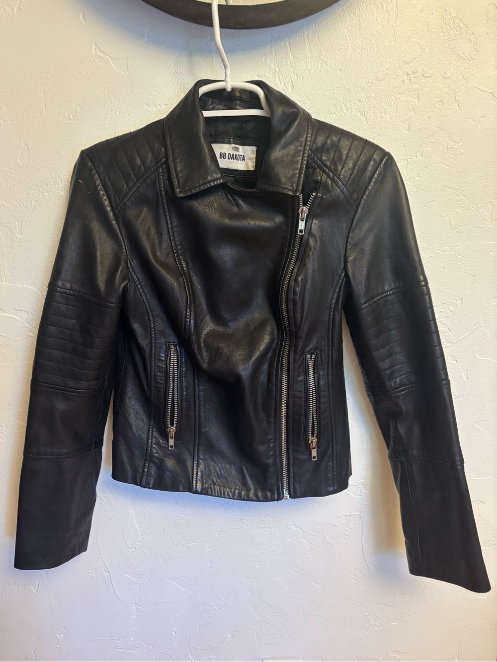 BB Dakota Women's Black Leather Moto Jacket XS